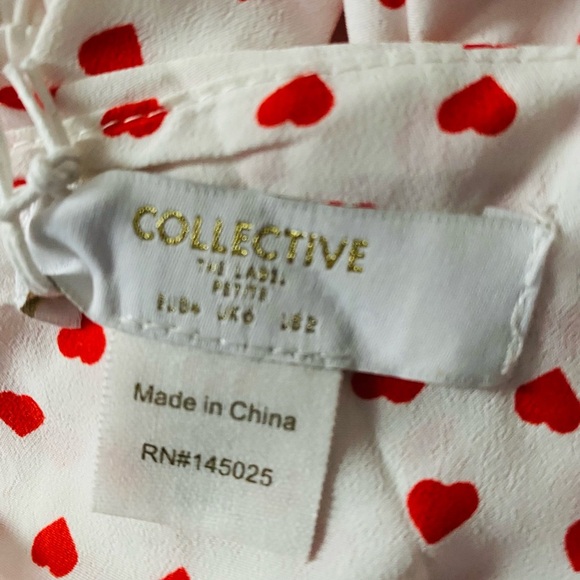 ASOS Collective the Label Bow Back Crop Top in Ditsy Red Hearts Print Size 2 - Picture 8 of 8